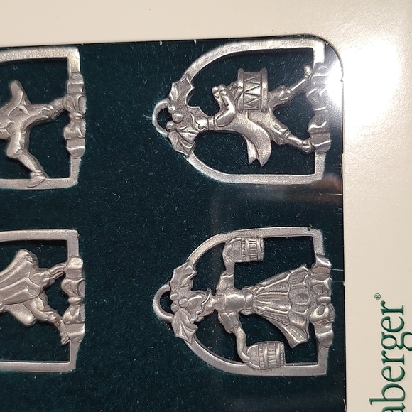 Longaberger 12 Gifts Of Christmas Set Of 12 Miniature Pewter Ornaments Boxed - Picture 7 of 12